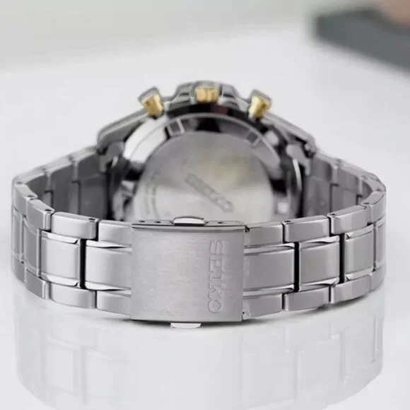 Seiko Gold Accent Chronograph Stainless Steel Men's Watch